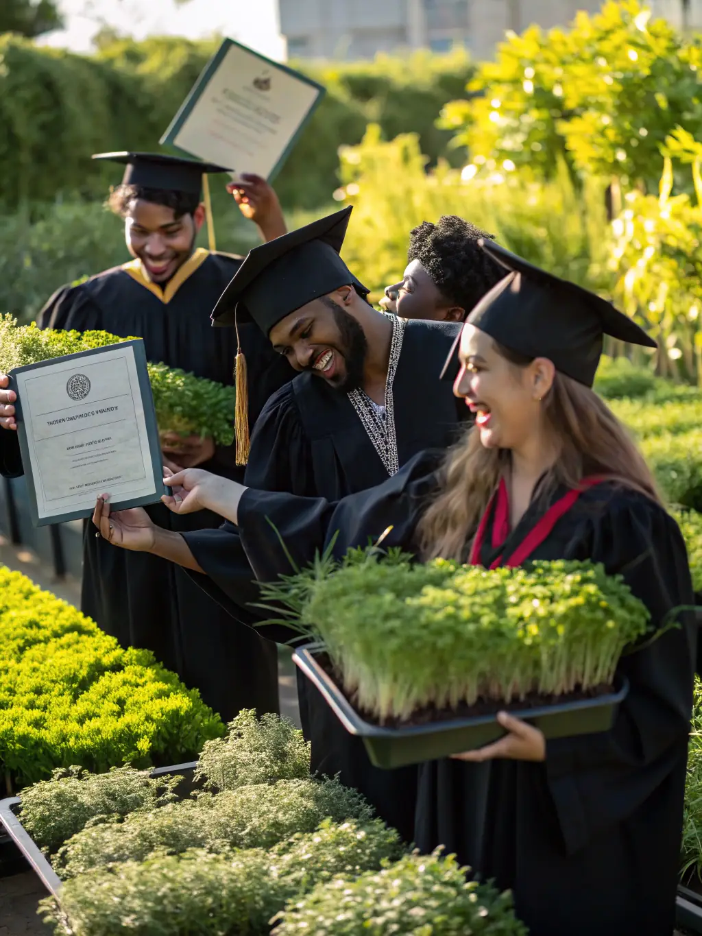 A group of program graduates celebrating their achievements with certificates, showcasing their success and the positive impact of Latter Reign Ministries.